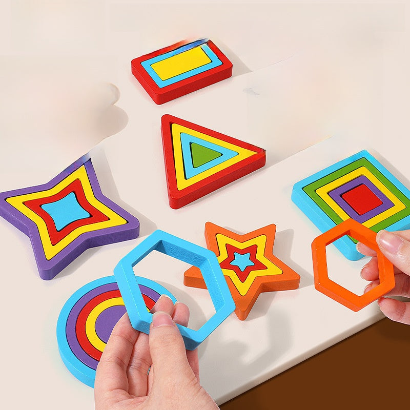 Geometric Shape Wooden Puzzle Blocks