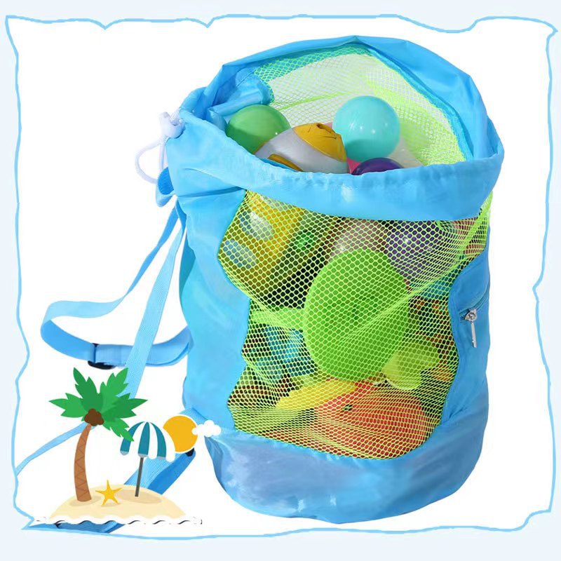 Mesh Beach Toy Storage Bag with Dual Shoulder Straps