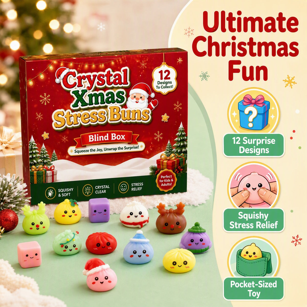 Christmas Countdown Squishy Toy Blind Box Stress Relief Gift Set