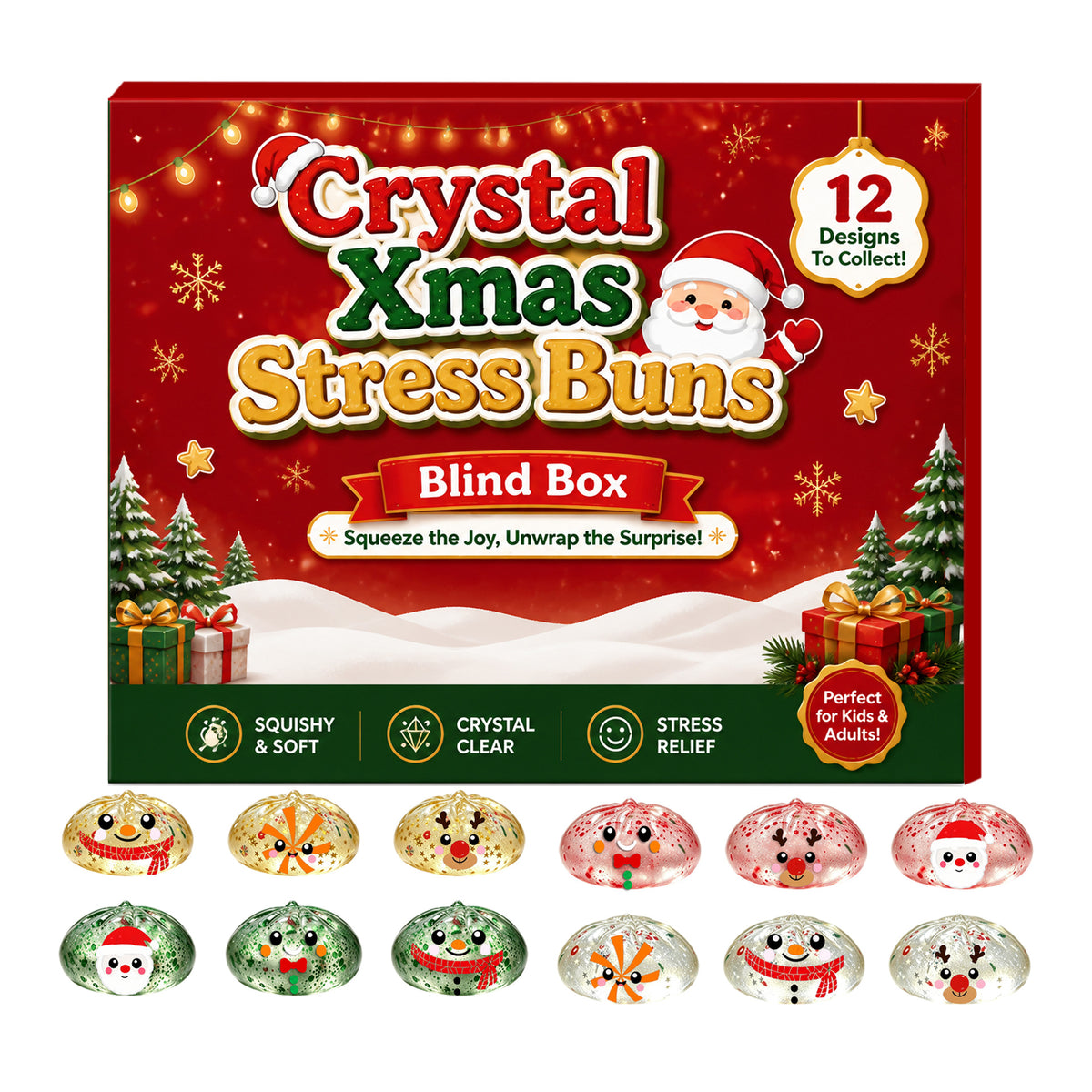 Christmas Countdown Squishy Toy Blind Box Stress Relief Gift Set