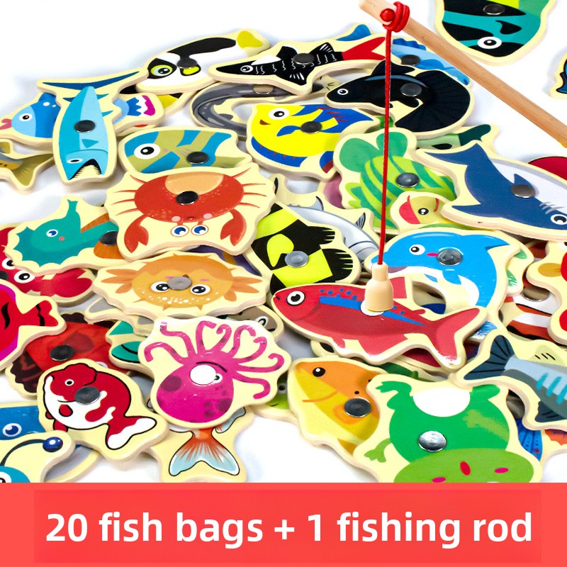 Wooden Magnetic Fishing Game for Kids