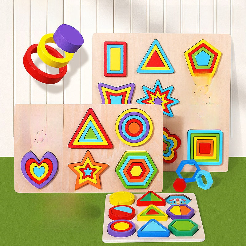 Geometric Shape Wooden Puzzle Blocks