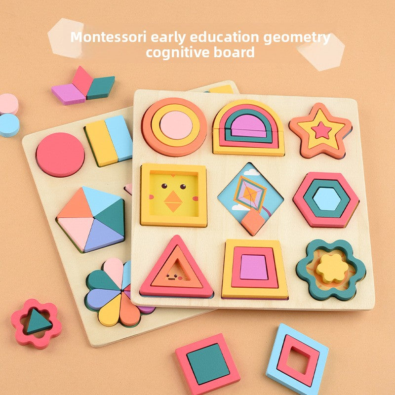 Montessori Geometric Shape Cognitive Board Puzzle Toy