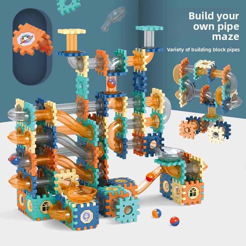 Childrens Ball Track Building Blocks Slide Marbles Maze Toy