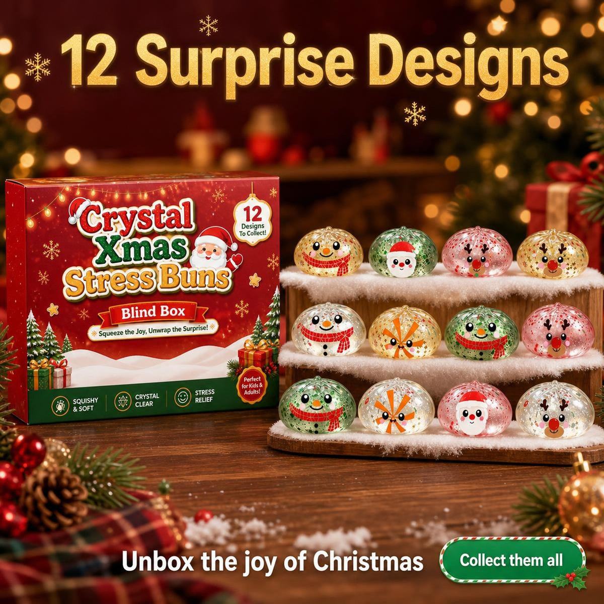Christmas Countdown Squishy Toy Blind Box Stress Relief Gift Set