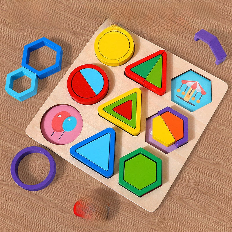 Geometric Shape Wooden Puzzle Blocks
