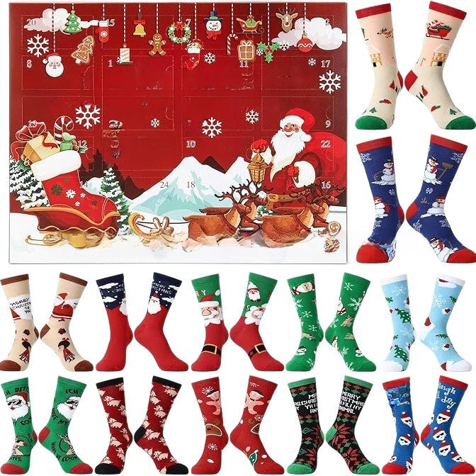2026 Christmas Mid-High Advent Countdown Calendar Blind Box Socks Set